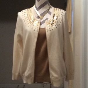 Ladies Michael Kors cream color sequins cardigan